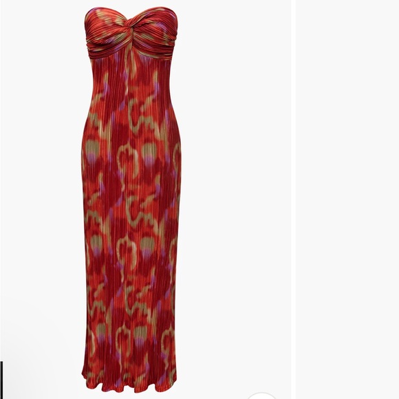 Dresses | Micas Abstract Print Plisse Strapless Maxi Dressmulticolor L |  Poshmark